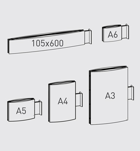 Doppelseitiges Fahnenschild in Formaten DIN A3, DIN A4, DIN A5, DIN A6